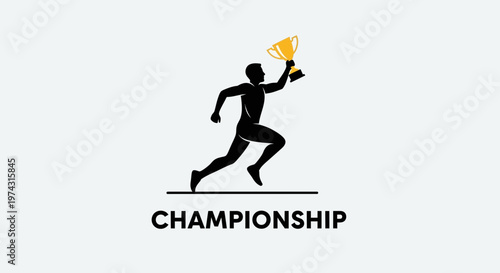 Athletic Champion Silhouette Holding Trophy In Motion