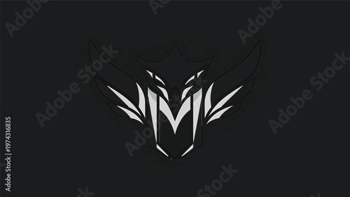 Elegant Black and White Logo Design with Winged Letter M.