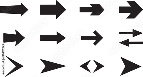 Black forward arrow set. Simple clean doodle arrow sign and symbol. 