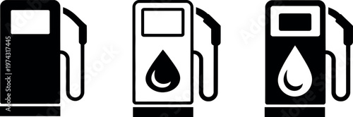 Three types of fuel pumps with different fuel indicators displayed