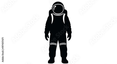 Black silhouette astronaut standing alone.