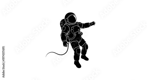Astronaut floating in space suit.