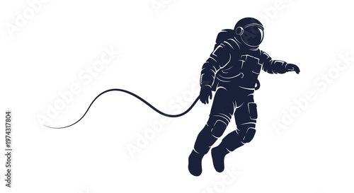 Astronaut floating in space with safety tether.