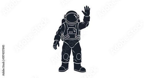 Astronaut in a spacesuit waving hello.