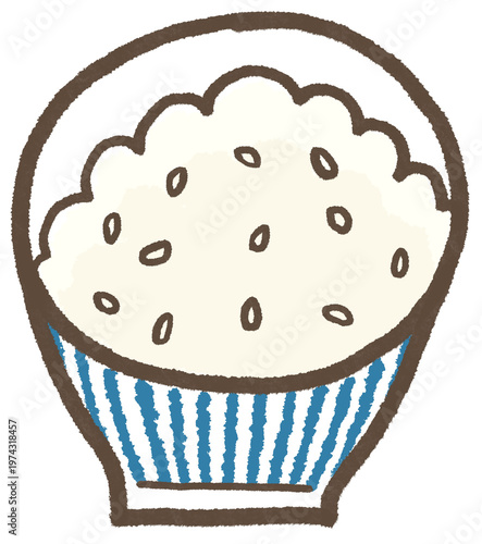 ごはん、シンプルでかわいくデフォルメしたごはんのイラスト（暮らしシリーズ）