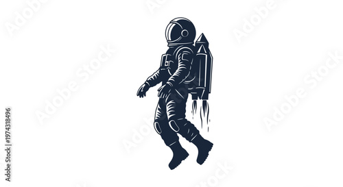 Astronaut floating in space with equipment.