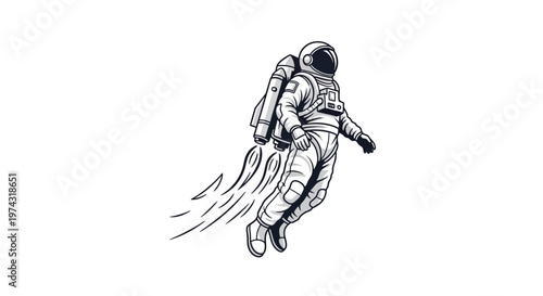 Astronaut floating in space suit.