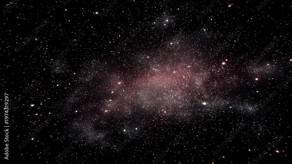Fototapeta premium A cosmic desert of empty black void dotted with radiant stars and faint nebula streams