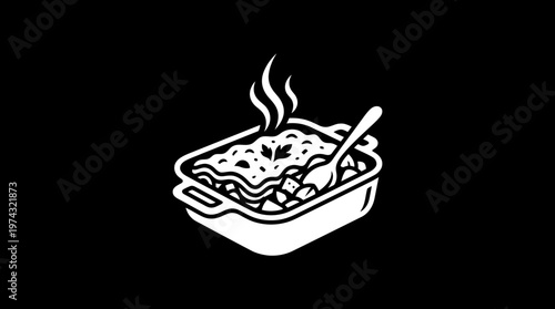 White Outline of a Warm Steaming Casserole Dish
