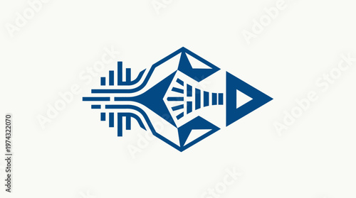 Abstract Geometric Blue Logo on White Background