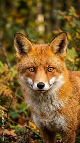 Fox Wild Animal Portrait in Autumn Forest