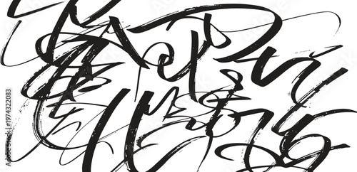 Black scribbles and loops on a white background creating abstract artistic expression