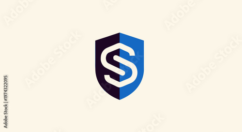 Elegant Blue Shield Logo with White Letter S Symbol.