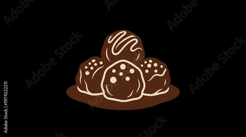 Delicious Chocolate Truffles on Black Background