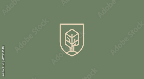 Elegant Tree Logo Design on Green Background for Branding.