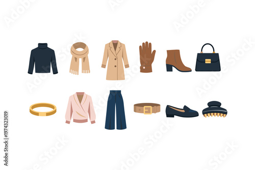 Fashion Outfit Collection Flat Icons