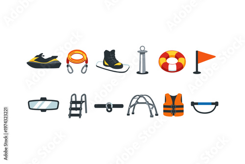 Water Sports Equipment Icons