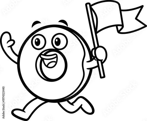 Funny vector illustration of a boy and people enjoying summer sports like surfing on a surfboard, riding a scooter, and skateboarding near the ocean beach