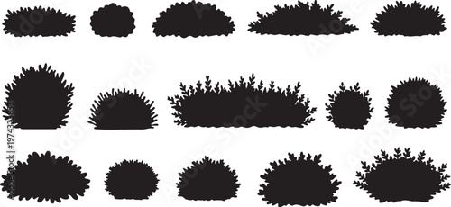 Collection of various bush and shrub silhouettes for design and icon use