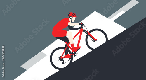 Athletic Cyclist Ascending Steep Terrain With Determination And Focus
