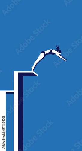 Athletic Diver Plunges Gracefully From High Platform
