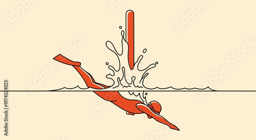 Athletic Diver Plunges Into Refreshing Water With Dynamic Splash And Reflections