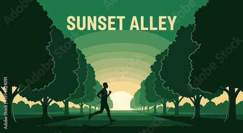 Athletic Endeavor Through Serene Tree Lined Pathway