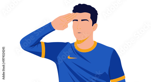 Athletic Figure Salutes With Determination And Focus