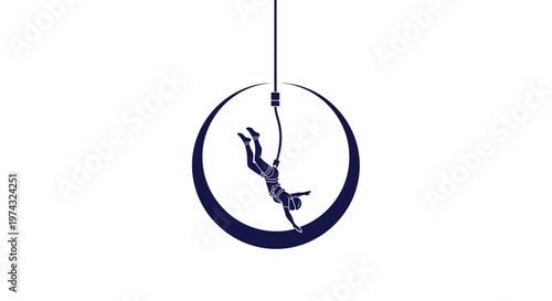 Athletic Figure Suspended In Aerial Hoop Performing Graceful Acrobatics