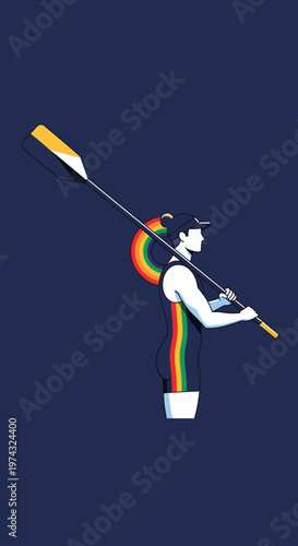 Athletic Rainbow Pride Rowers Elegance Strength And Determination Captivating