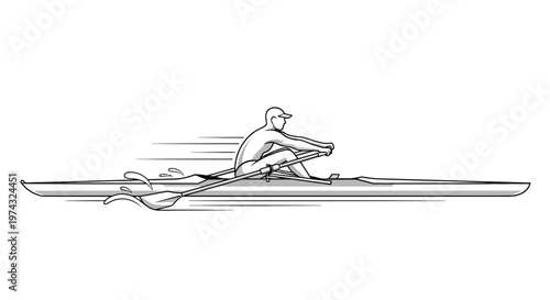 Athletic Rower In Motion Across Water