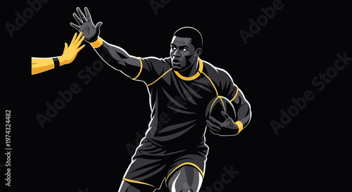 Athletic Rugby Player High Fiving Teammate Celebrating Victory