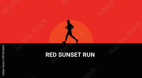 Athletic Runner Silhouetted Against Vibrant Sunset Sky