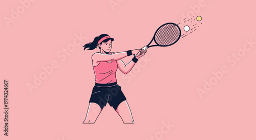 Athletic Woman Playing Tennis With A Focused Expression And Swift Motion