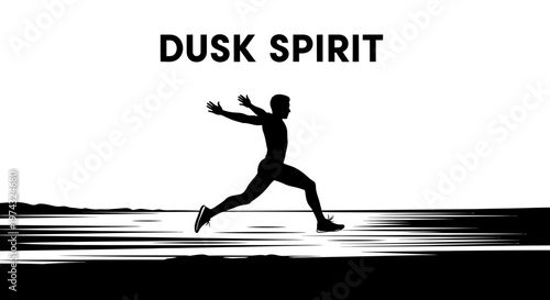 Athletic Silhouette Captures Dynamic Motion During Sunset or Sunrise Adventure