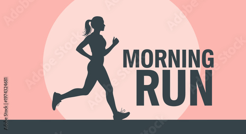 Athletic Woman Silhouette Enjoying A Peaceful Morning Run Fitness And Healthy Lifestyle Motivation