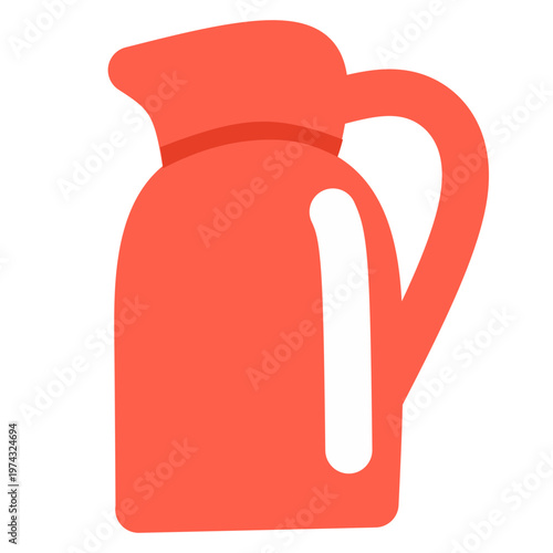 Simple Red Ceramic Pitcher or Modern Kitchen Jug Illustration