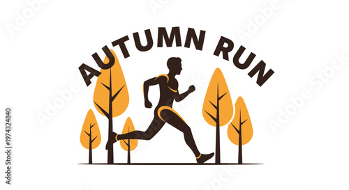 Autumn Runner Silhouette With Golden Trees