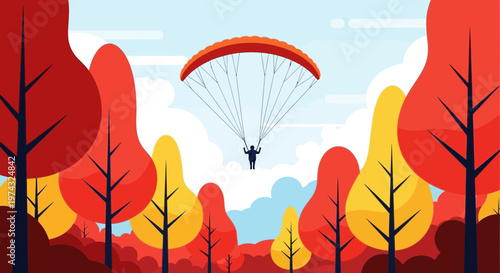 Autumn Paraglider Soars Above Vibrant Foliage