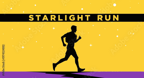 Athletic Silhouette Running Under A Starry Sky