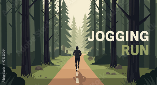 Athletic Solitude Trail Running Through Majestic Forest