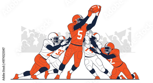 Athletic Struggle For Possession On Football Field