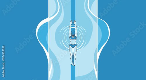 Athletic Swimmer Ascending From Deep Blue Waters Ready For Competition