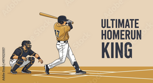 Baseball Batter Swinging For Home Run Victory