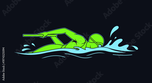 Athletic Swimmer In Motion Displaying Freestyle Stroke Technique