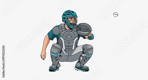 Baseball Catcher Ready To Make A Crucial Play During Game Action