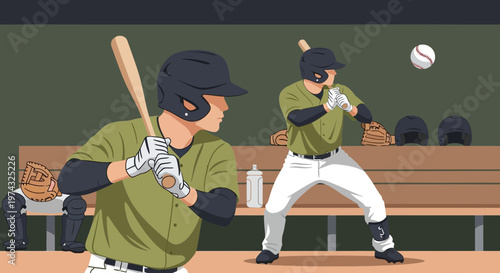 Baseball Players Ready For Game Action And Strategy Discussions