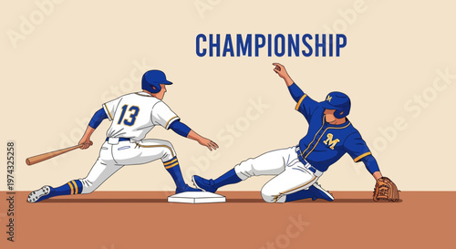 Baseball Championship Clash Dynamic Action Illustration of Sports Competition