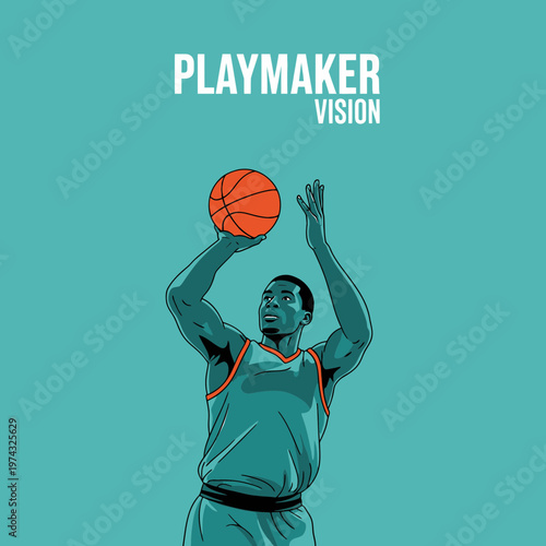 Basketball Player Executing a Precise Playmaker Vision Shot Action