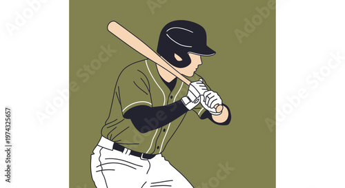 Baseball Player In Uniform Swinging Bat Ready For Action